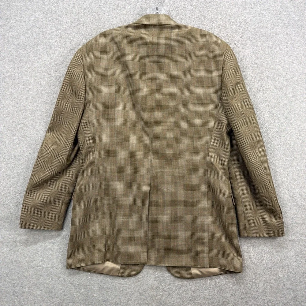 Tommy Hilfiger Blazer Mens 40‎ Brown Glen Plaid Silk Wool Sport Coat Suit Jacket